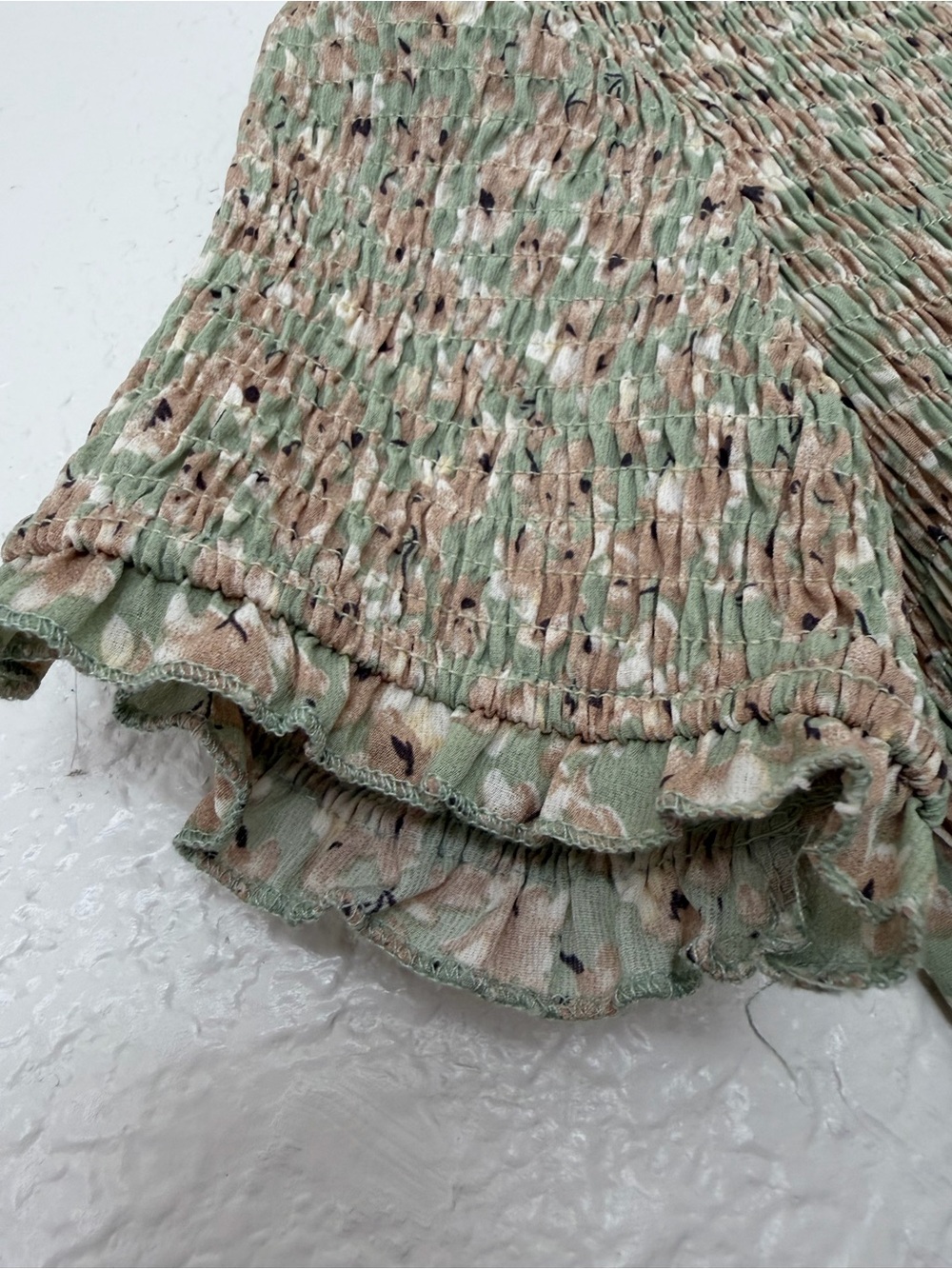 Hayden Girls Sage Green Floral Smocked Tiered Ruffle Dress Size L - Picture 8 of 10